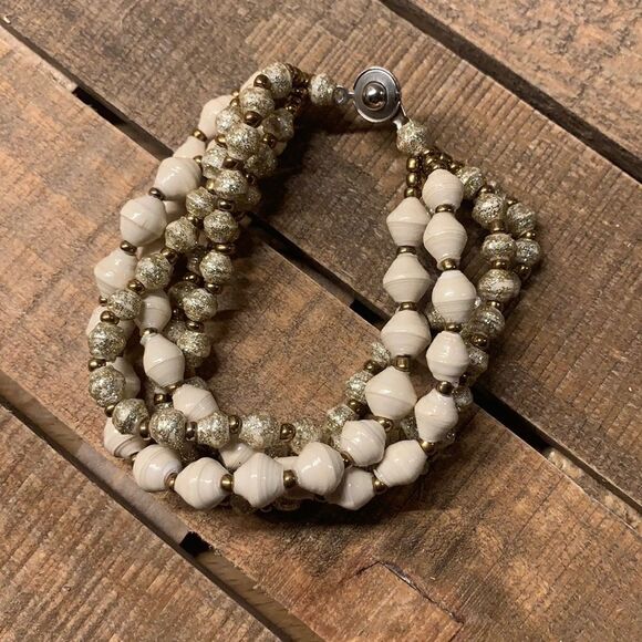 NWT 31 Bits Gold/Cream Multi Strand Bracelet - Picture 4 of 6